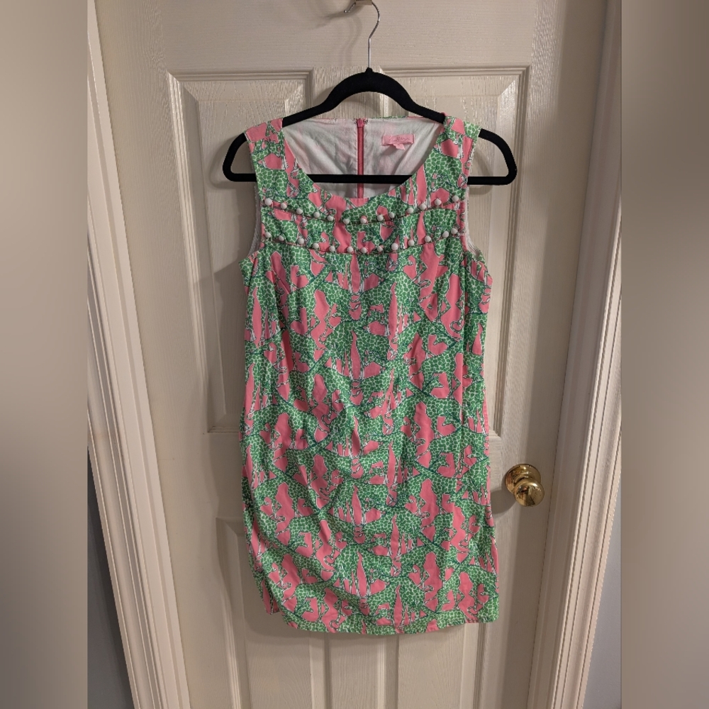 Lilly Pulitzer Smocked Pink and Green Mini Dress